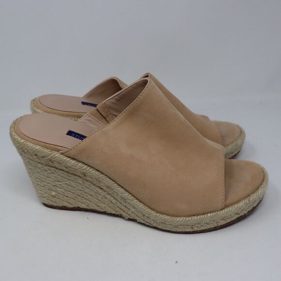 Stuart Weitzman Marabella Tan Nude Suede Espadrille Wedge Sandals Size 7.5 - Picture 3 of 6